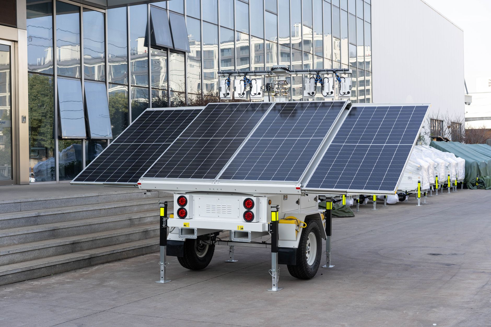 a portable generator operating outdoors during a home power outage